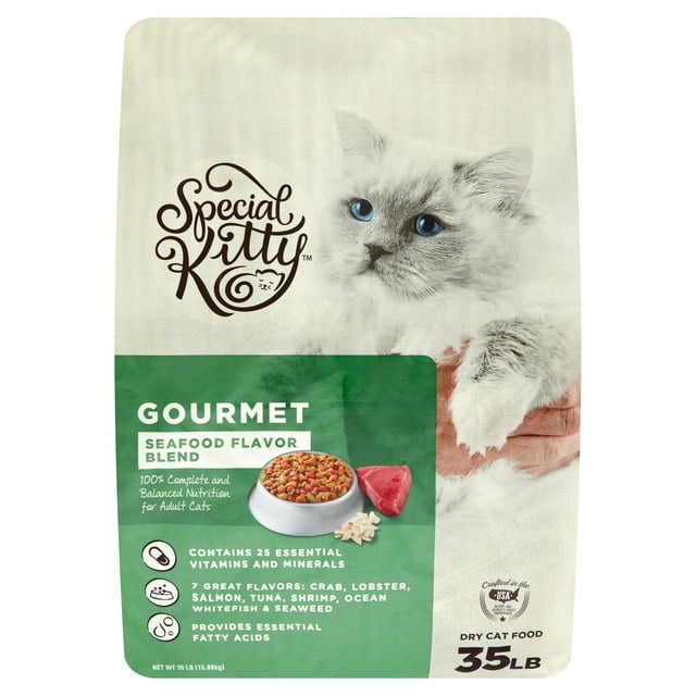 Special Kitty Gourmet Formula Dry Cat Food, Seafood Flavor Blend, 35 lb