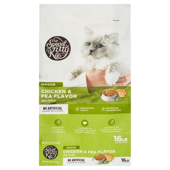 Special Kitty Indoor Formula Chicken & Pea Flavor Dry Cat Food, 16 lb Bag