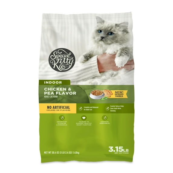 Special Kitty Indoor Formula Chicken and Pea Flavor Dry Cat Food, 3.15 lb Bag