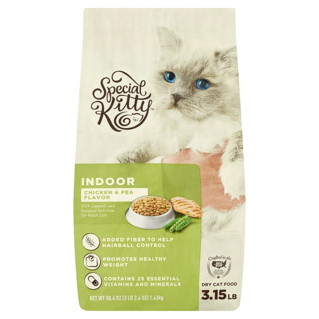 Special Kitty Indoor Formula Dry Cat Food, Chicken & Pea Flavor, 3.15