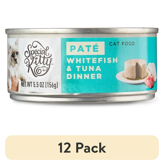 (12 pack) Special Kitty Whitefish & Tuna Dinner Pate Wet Cat Food, 5.5 oz Can
