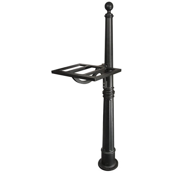 Special Lite Products Ashland Decorative Mailbox Post for Curbside Mailbox with Double Mounting Plate in Black Finish