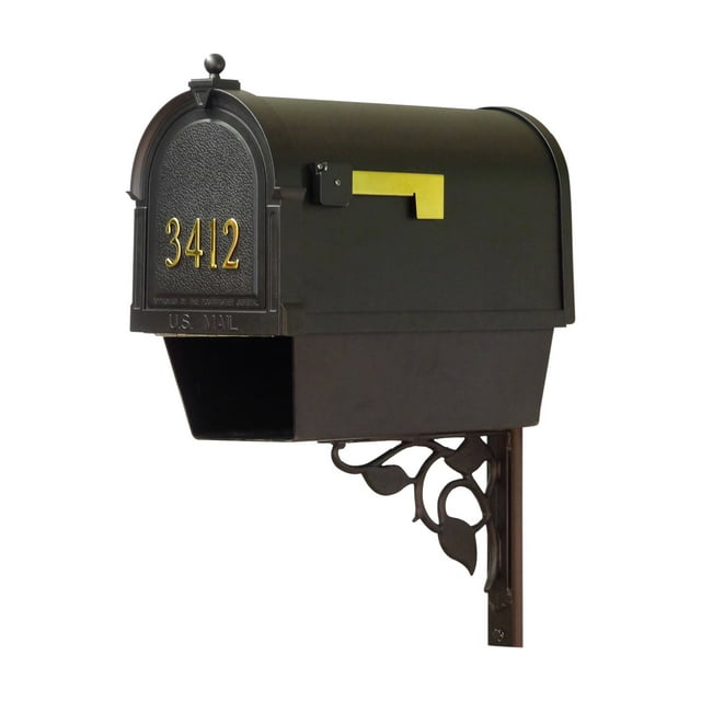 Special Lite Products Berkshire Curbside Mailbox with Front Address Numbers Newspaper Tube and Floral Mailbox Mounting Bracket