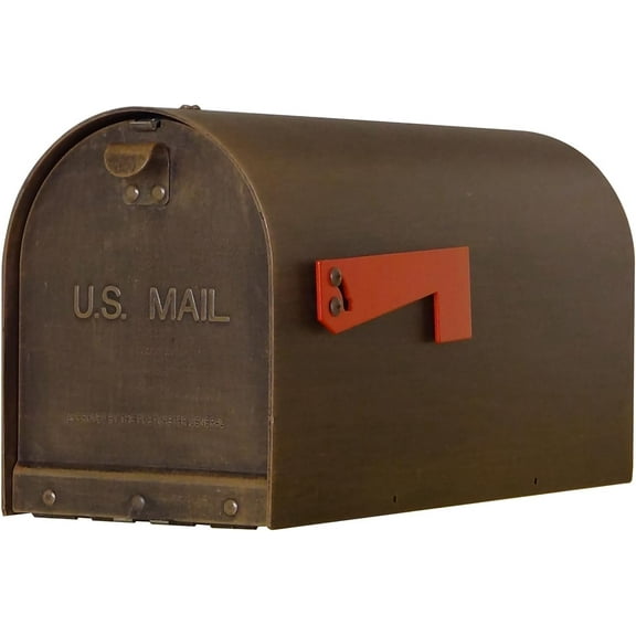 Special Lite Products Copper durable rust-free aluminum Titan curbside mailbox with stainless steel hardware and premium red die-cast flag