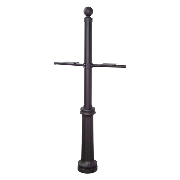 Special Lite Products Fresno Decorative Mailbox Post for Curbside Mailbox with Double Mounting Plate in Black Finish
