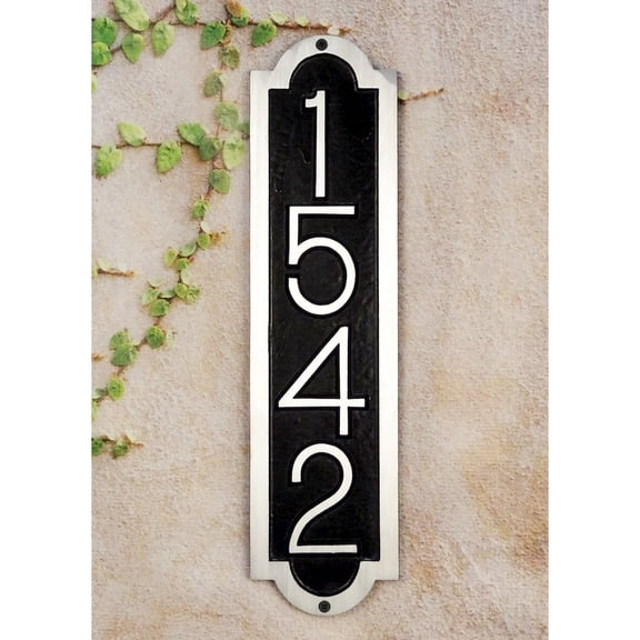 Special Lite Products Hampton Cast Aluminum Address Plaque with Brushed Aluminum Numbers - Times Font