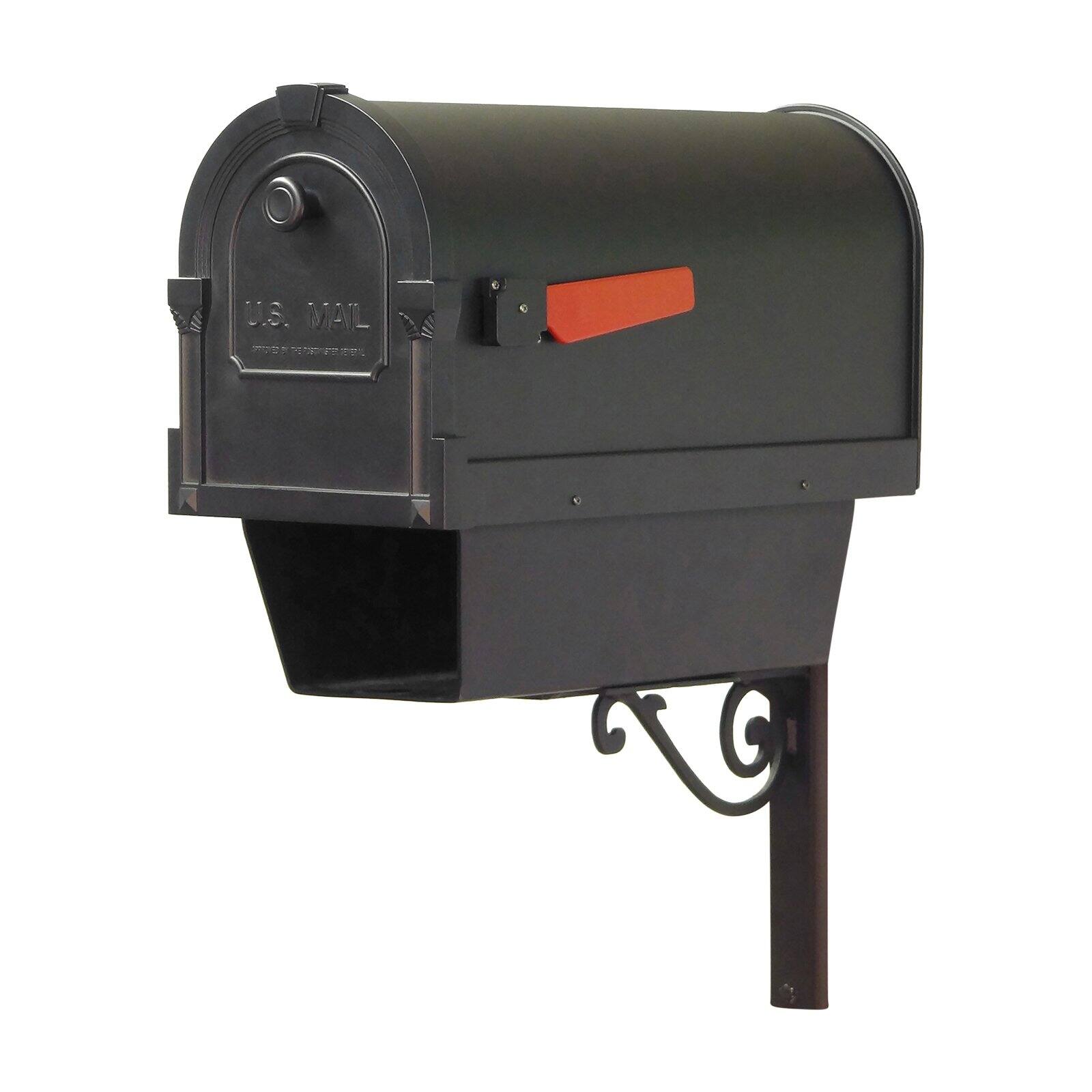 Special Lite Products Savannah Curbside Mailbox with Newspaper Tube and Baldwin Mailbox Mounting