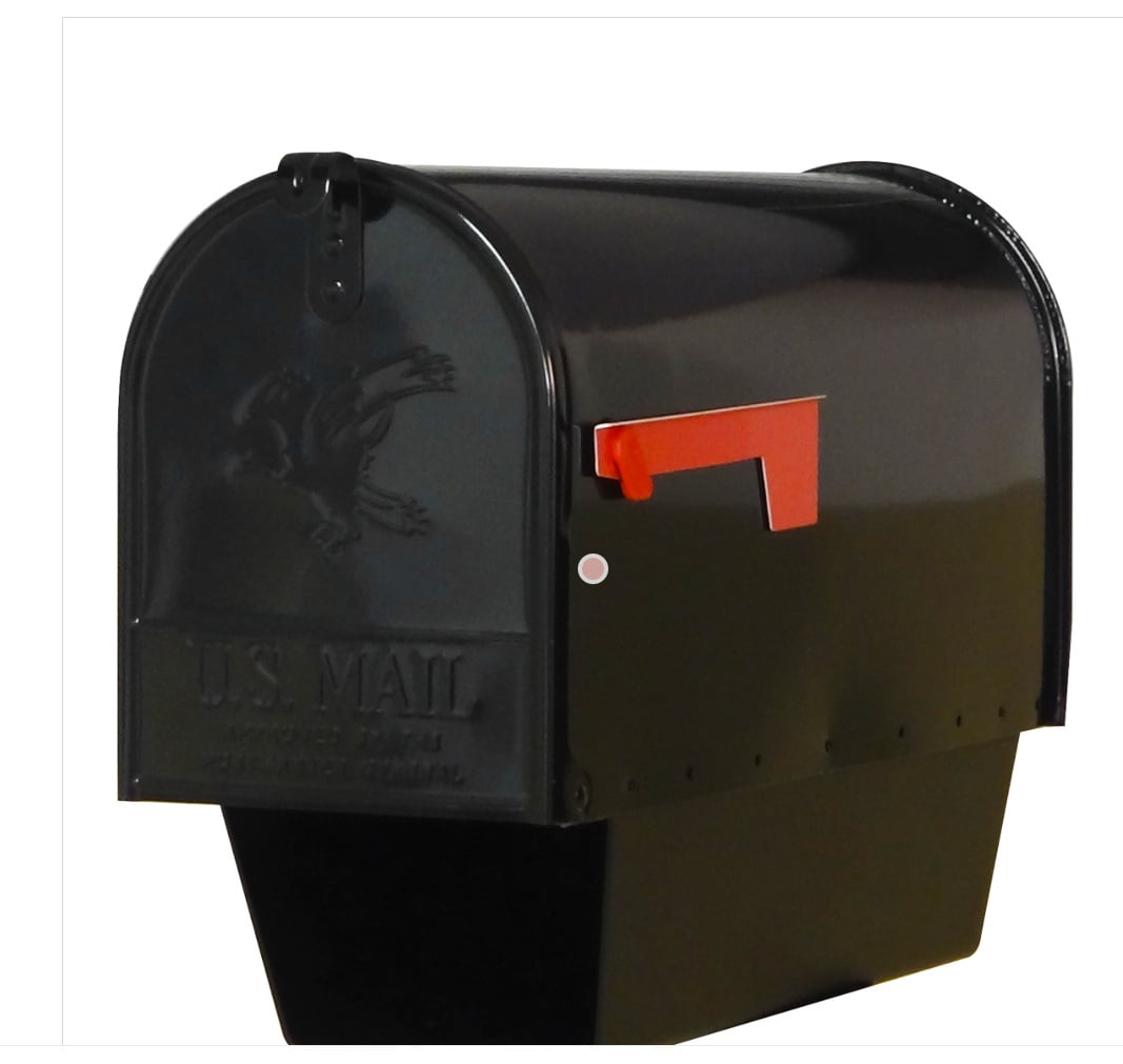 Special Lite Products Textured black large Standard Steel #1.5 curbside mailbox constructed from galvanized steel with newspaper tube and rust resistant powder coated finish