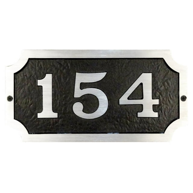 Special Lite Products  Traditional Cast Aluminum Address Plaque with Brushed Aluminum Numbers - Black