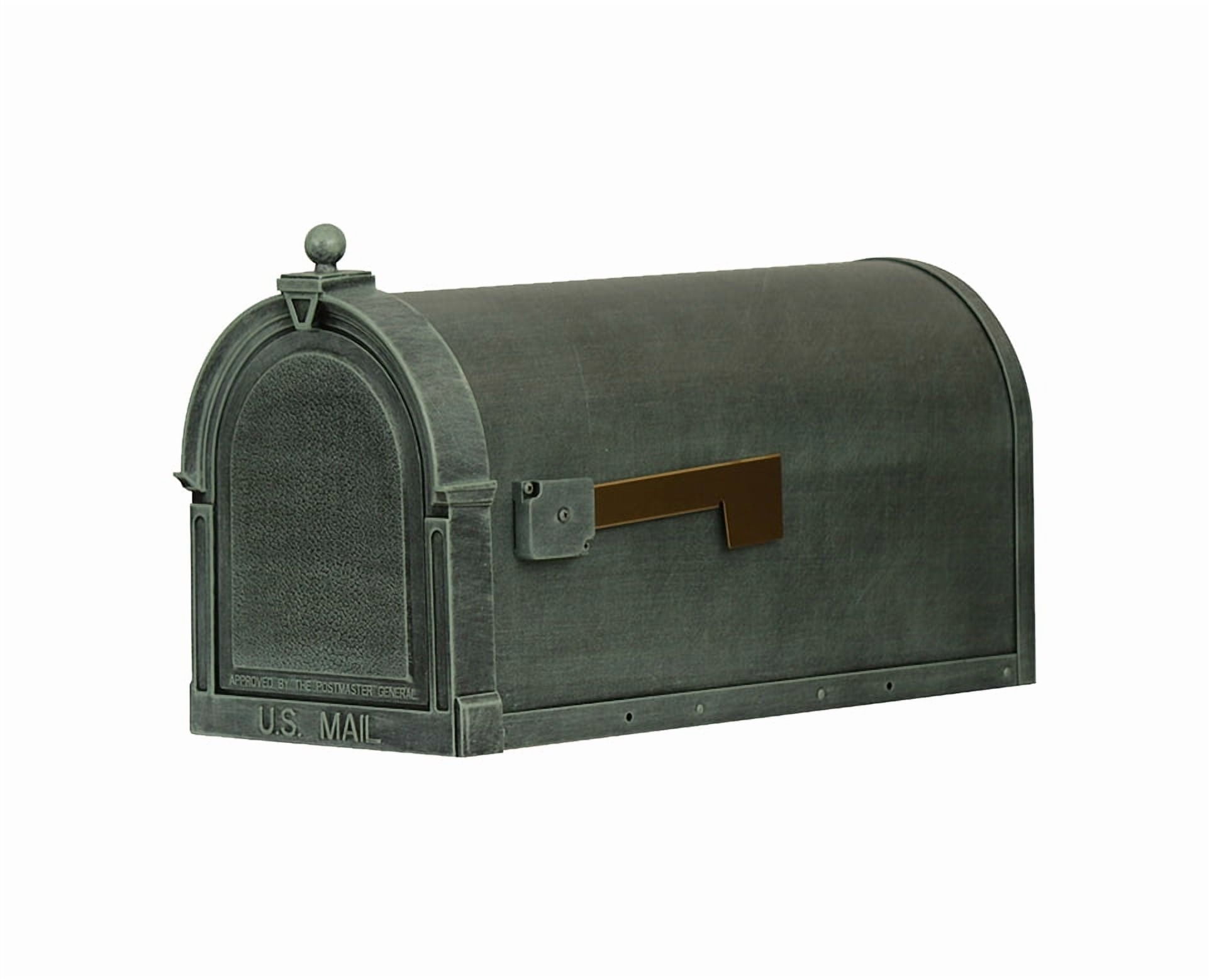 Special Lite Products Verde Green Aluminum Curbside Mailbox, Stainless Steel Hardware, Magnetic Latch, Gold Flag