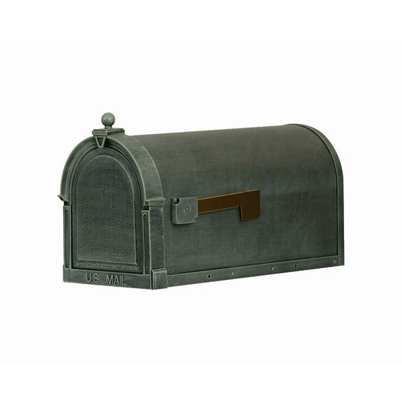 Special Lite Products Verde Green Aluminum Curbside Mailbox, Stainless Steel Hardware, Magnetic Latch, Gold Flag