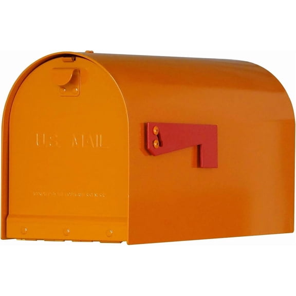 Special Lite Products vintage Orange Mid-Modern Rigby curbside mailbox manufactured from 100% rust free materials