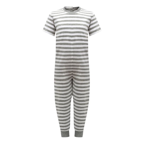 Special Needs Adaptive Clothing For Adults, Zipback Short Sleeve Long Leg Bodysuit For Adults with Special Needs By Kaycey, Grey White, X Large