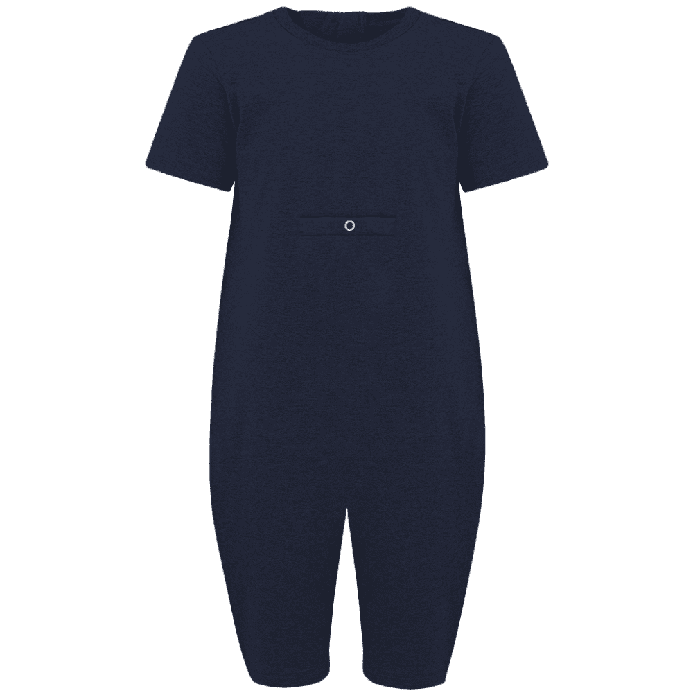 Special Needs Adaptive Clothing Jumpsuit For Adults, Short Sleeve Short Leg Bodysuit With Tube