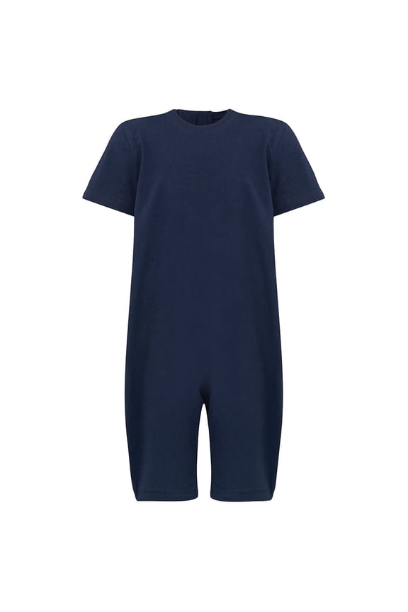 Special Needs Clothing Adaptive Bodysuit For Adults, Zip back Short Sleeve Short Leg Jumpsuit, By Kaycey, Navy, X Large
