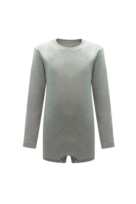 Special Needs Clothing Adults Popper Vest Long Sleeve Bodysuit with Crouch Snap Button, Adaptive Clothing for Adults with Special Needs, Supersoft Cotton Elastane Fabric, by Kaycey Grey