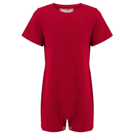 Special Needs Clothing For Older Children, 5-6 Yrs Old, Short Sleeve Bodysuit For Boys And Girls By Kaycey, Red