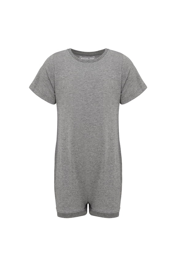 Special Needs Clothing For Older Children, Short Sleeve Bodysuit For Boys & Girls By Kaycey, Grey, 5-6 Years Old
