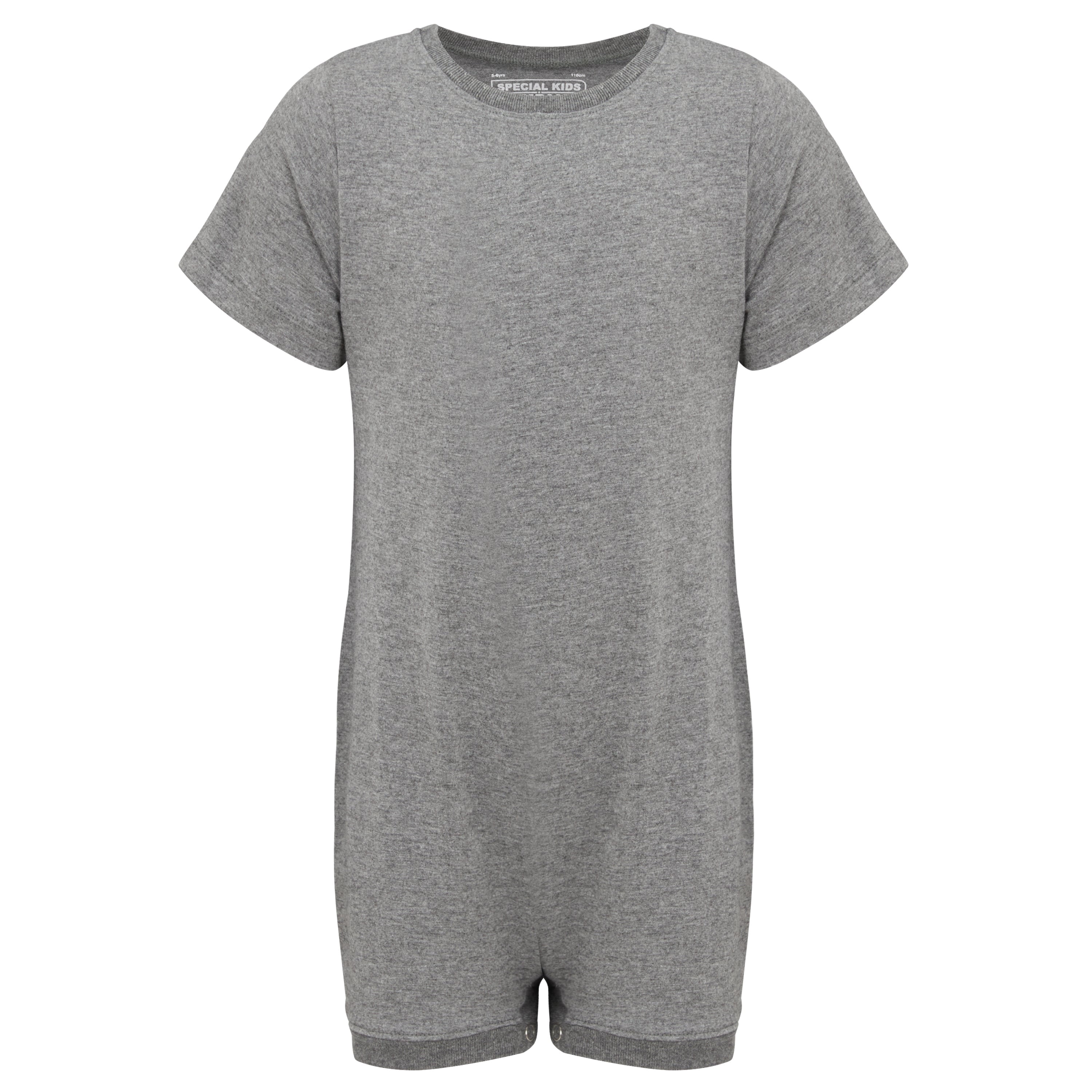 Special Needs Clothing for Older Children, Short Sleeve Bodysuit for Boys & Girls by Kaycey, Grey, 15-16 Years Old