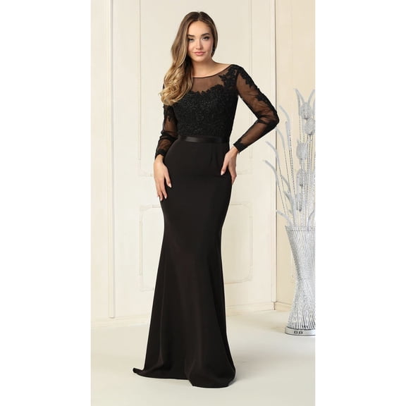 Women's May Queen MQ1847 Long Sleeve Special Occasion Dress Black 4