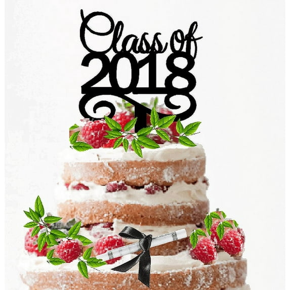 Special Occasion Elegant Cake & Cupcake Decoration Toppers Glitter Graduation Class of 2018 Black