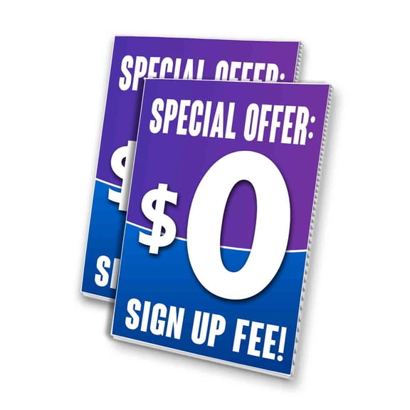 Special Offer 0% Sign Up Fee! (24" X 36") 4mm Corrugated Plastic Panel, Graphics Applied To 1 Side (Pk of 2)