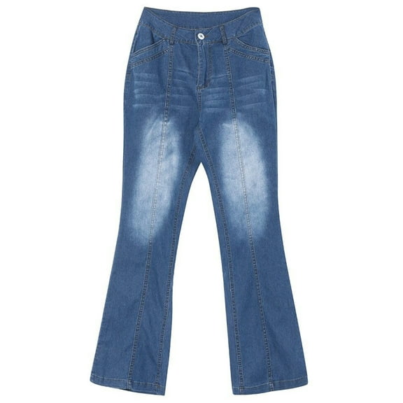 Special Offer! Beshee Jeans for Women Jeans Waisted Stretch Button Women Denim Flare Mid Jeans Pants Embroidery Women's Jeans Pants for Women Blue L