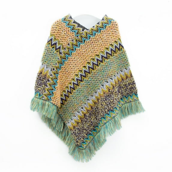 Special Offer! Beshee Shawl Wraps for Women Cape Thick Scarf Striped Sassel Retro Ladies Ethnic Head Shawl Color Scarf Poncho Sweaters for Women Mint Green