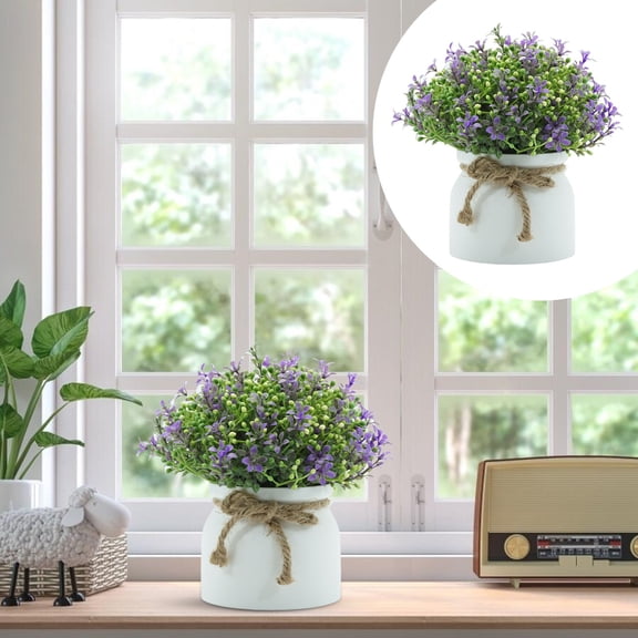 Special Offer Lssam Small Artificial Plants in Pots Fake Flowers in Vase Mini Floral Arrangement Lifelike Easy Care for Home Office Tabletop Decoration