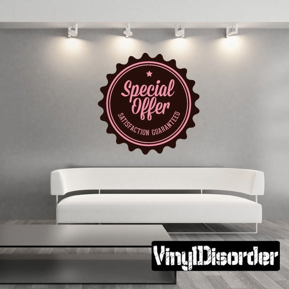 Special Offer Satisfaction Guaranteed Business Badge Wall Decal - Vinyl Decal - Car Decal - Id046 - 36 Inches