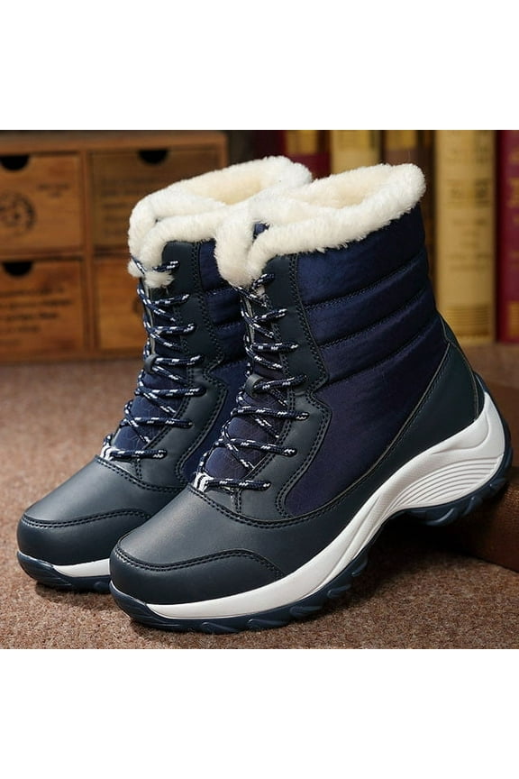 Special Offers Juebong Eva Thick-Soled Women's Shoes Snow Boots High-Top Plus Velvet Warm Cotton Shoes,Blue,6.5