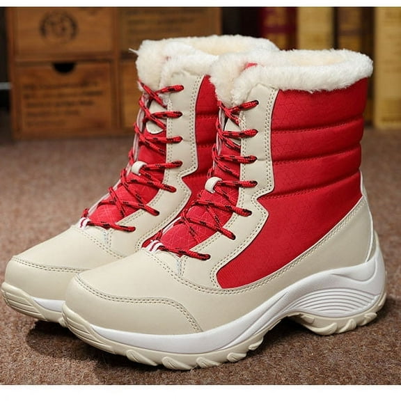 Special Offers Juebong Eva Thick-Soled Women's Shoes Snow Boots High-Top Plus Velvet Warm Cotton Shoes,Red,7