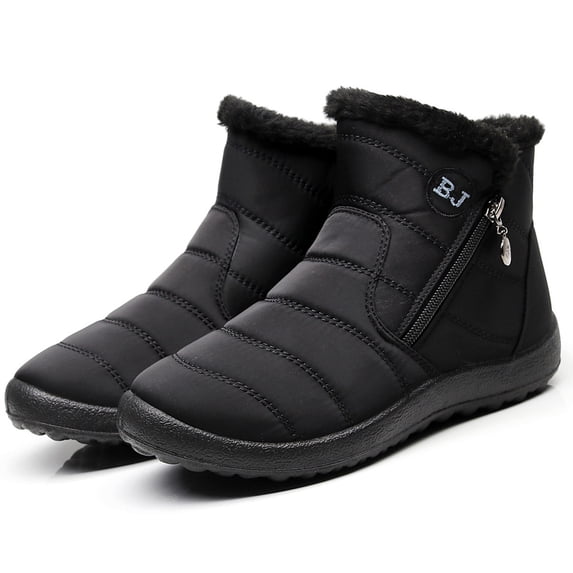 Special Offers Juebong Womens Boots Winter Warm Waterproof Cotton Shoes Nylon Snow Ankle Booties Botas,Black,10.5
