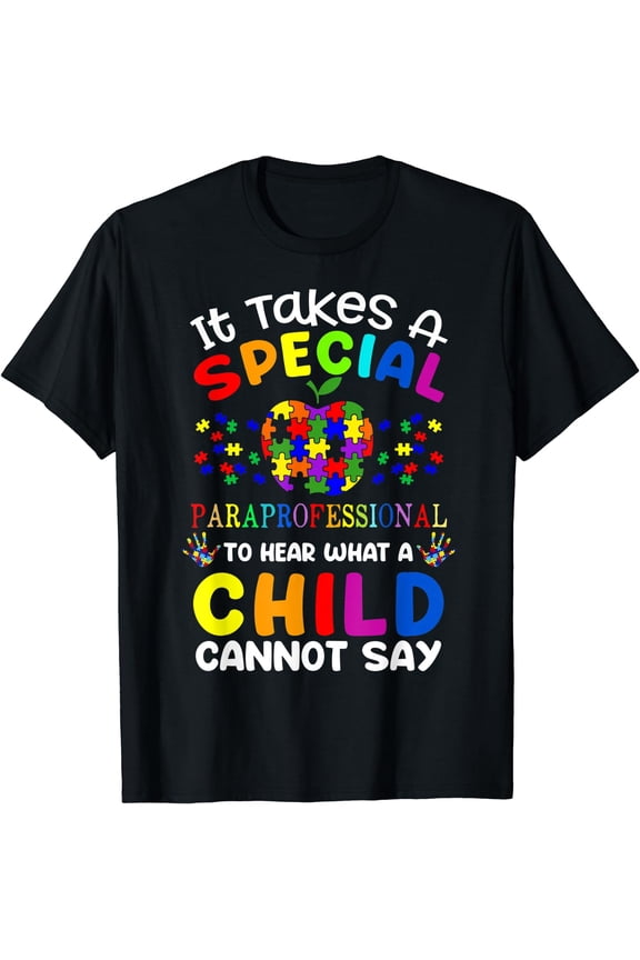 Special Paraprofessional Autism Awareness T-Shirt Black 2X-Large