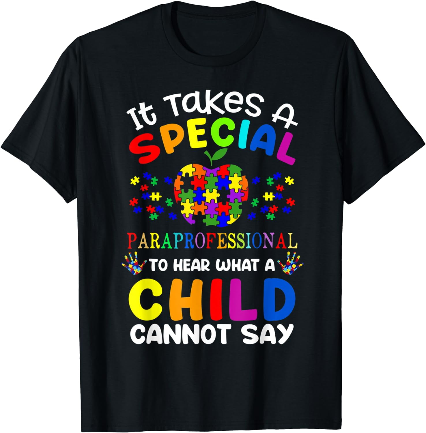 Special Paraprofessional Autism Awareness T Shirt Black Medium Special Paraprofessional Autism Awareness T Shirt Black Medium