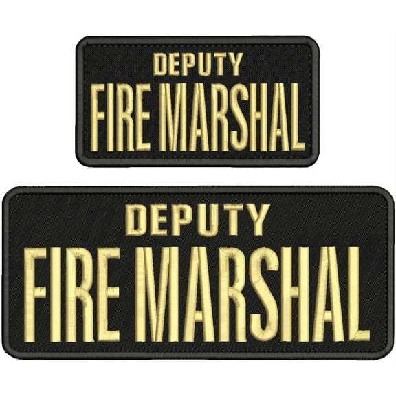 Special Patches Hook On Back Patches for Uniform for Deputy Fire "Marshal" Embroidery Patch 4X10 And 3X6 Hook On Back On Back Tan On Black Mod-XC9-DF2563