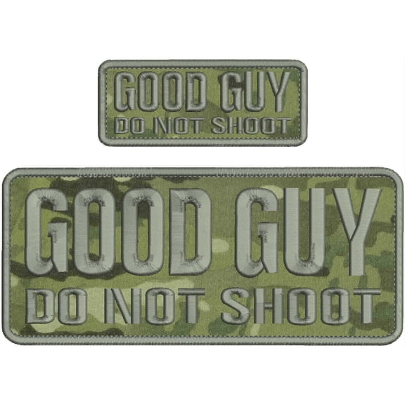 Special Patches Hook On Back Patches for Uniform for Good Guy Do Not Shoot Emb Patch 4X10 And2X5 Hook On Back On Back Od Gray On Multicam Mod-XC9-DF4223