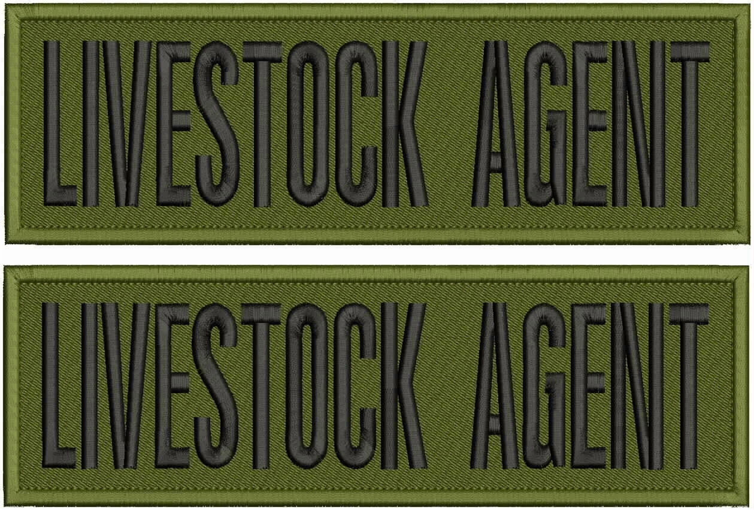 Livestock Agent Embroidery Patch - 3x10 Inches, Black & White, Hook & Loop Back