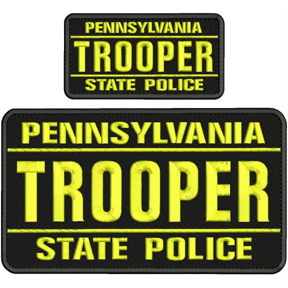 Special Patches Hook On Back Patches for Uniform for Pennsylvania Trooper S P Ebroidery Patches 11X6 And 6X3 Hook On Back N Back Yellow/Blk Mod-XC9-DF3206