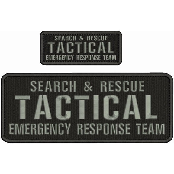 Special Patches Hook On Back Patches for Uniform for S &Amp; R Tactical E R T Embroidery Patches 4X11 And 2X5 Hook On Back Gray On Black Mod-XC9-DF3007