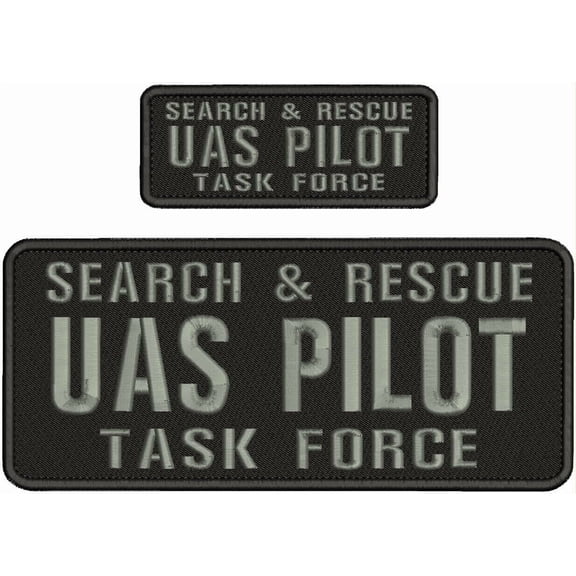 Special Patches Hook On Back Patches for Uniform for Search &Amp; Rescue Uas P Task F Embroidery Patch 4X10 &Amp; 2X2 Hook On Back Blk/Gray Mod-XC9-DF711