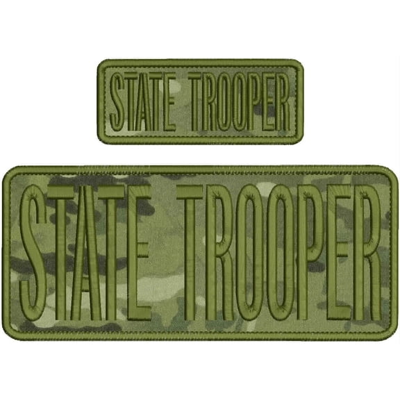 Special Patches Hook On Back Patches for Uniform for State Trooper 2 Embroidery Patches 4X10&Amp;2X5 Hook On Back On Back Od Green On Multicam Mod-XC9-DF2900