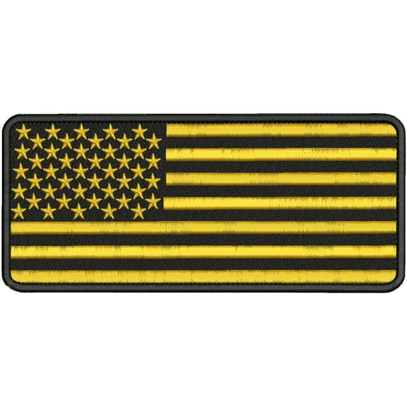 Special Patches Hook On Back Patches for Uniform for American Flag Embroidery Patch 4X10'' Hook On Back On Back Gold On Black Mod-XC9-DF3466