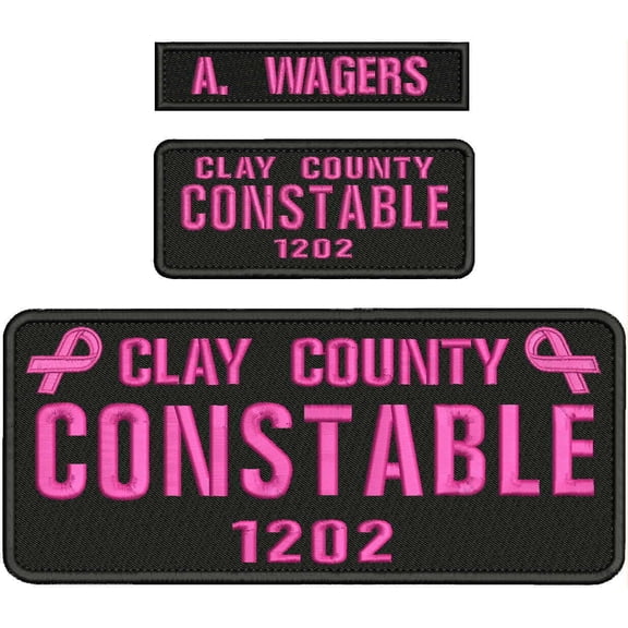 Special Patches Hook On Back Patches for Uniform for Clay County Constable 1202 Emb Patch 4X10 And 2X5 Hook On Back Black/Pink Mod-XC9-DF6538