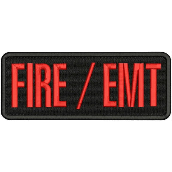 Special Patches Hook On Back Patches for Uniform for F I R E/Emt Embroidery Patch 3X8 Hook On Back Blk/Red Mod-XC9-DF213