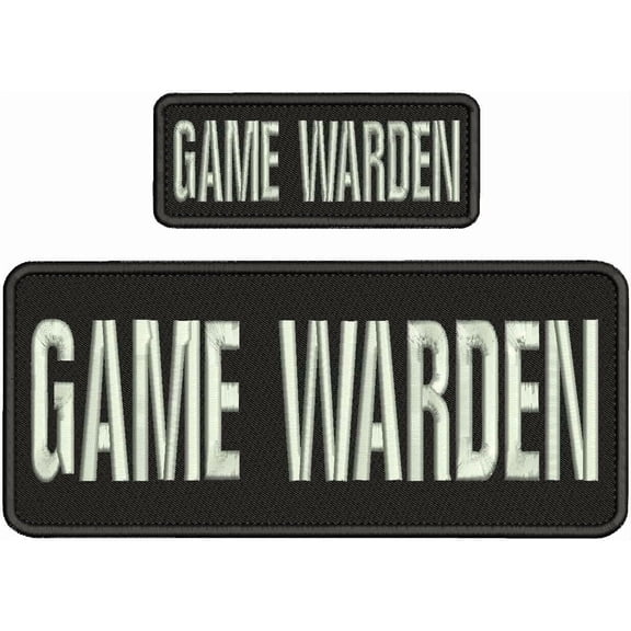 Special Patches Hook On Back Patches for Uniform for Game Warden Embroidery Patch 4X10 And 2X5 Hook On Back Blk/Silver Mod-XC9-DF569