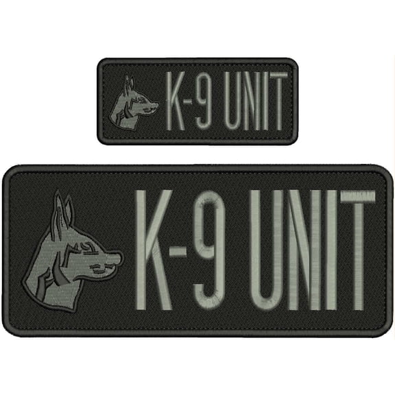 Special Patches Hook On Back Patches for Uniform for K-9 Unit Embroidery Patche 4X10 And 2X5 Hook On Back Blk/Gray Mod-XC9-DF1213