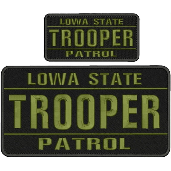 Special Patches Hook On Back Patches for Uniform for Lowa State Trooper Patrol Emb Patch 6X11&Amp;3X6 Hook On Back Blk/Odgree Mod-XC9-DF6211