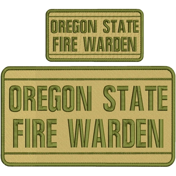 Special Patches Hook On Back Patches for Uniform for Oregon State Fire Warden Embroidery Patch 6X11&Amp;3X6 Hook On Back Od/Tan Mod-XC9-DF6214