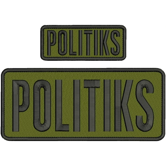 Special Patches Hook On Back Patches for Uniform for Politiks Embroidery Patch 4X10 And 2X5 Hook On Back Black On Od Green Mod-XC9-DF1701